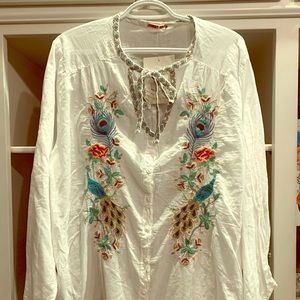 Johnny Was embroidered tunic XL